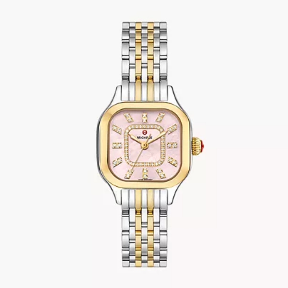 Michele Meggie Diamond Dial Silver Gold Bracelet Watch